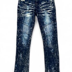 Black Premium | Skinny Flex Moto Jeans I Distressed Acid Wash | 30×32
